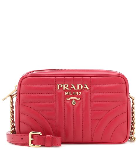 Diagramme leather crossbody bag Prada Red in Leather 